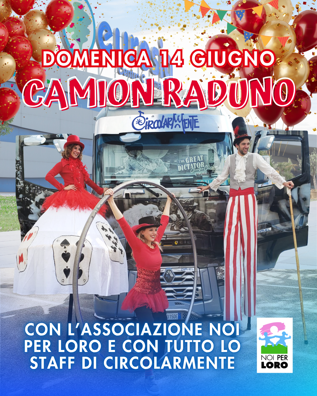 camion raduno con i bambini del reparto di Oncologia Pediatrica di Parma.